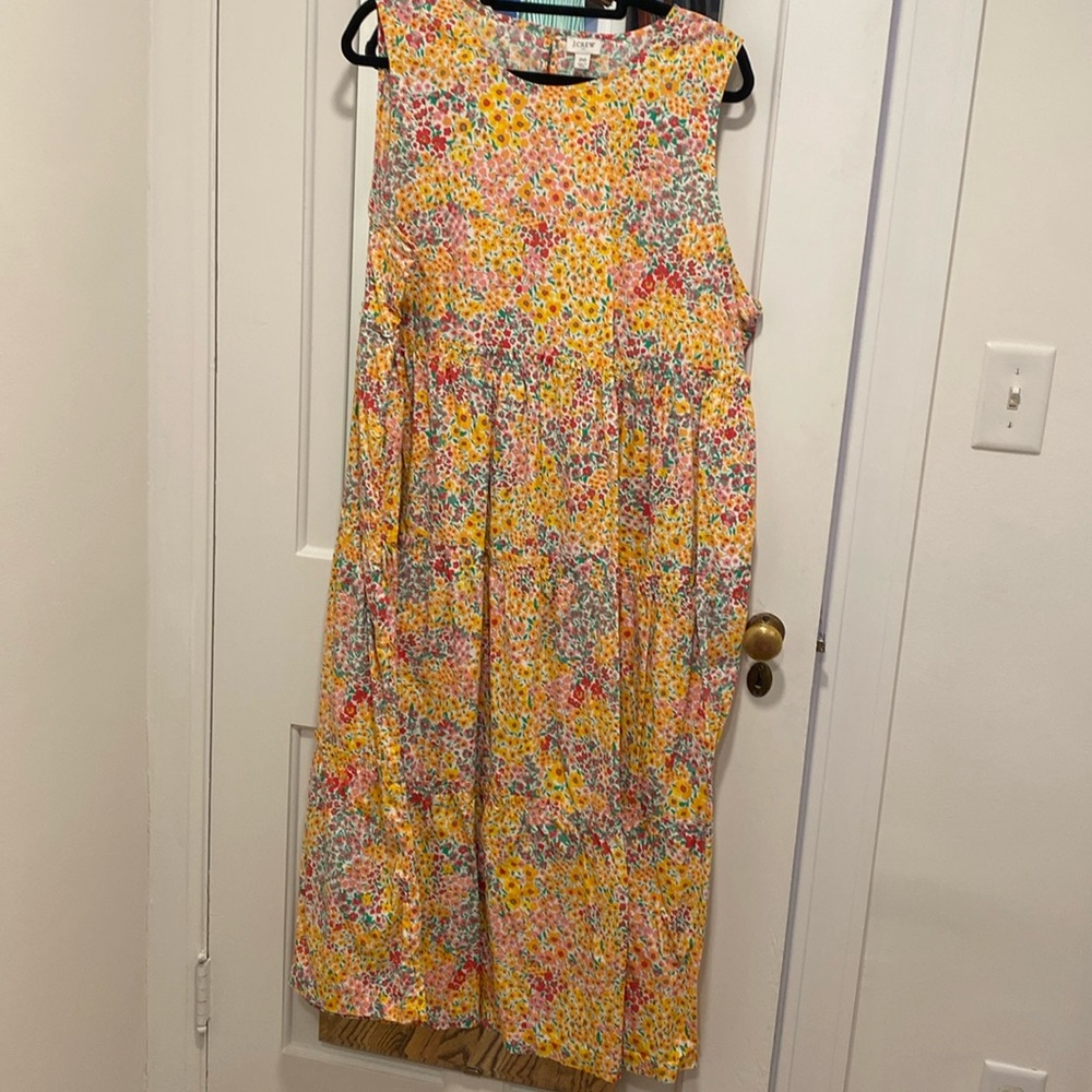Women’s J. Crew Factory Sleeveless Cotton (98%) Floral Maxi Dress, Size 20